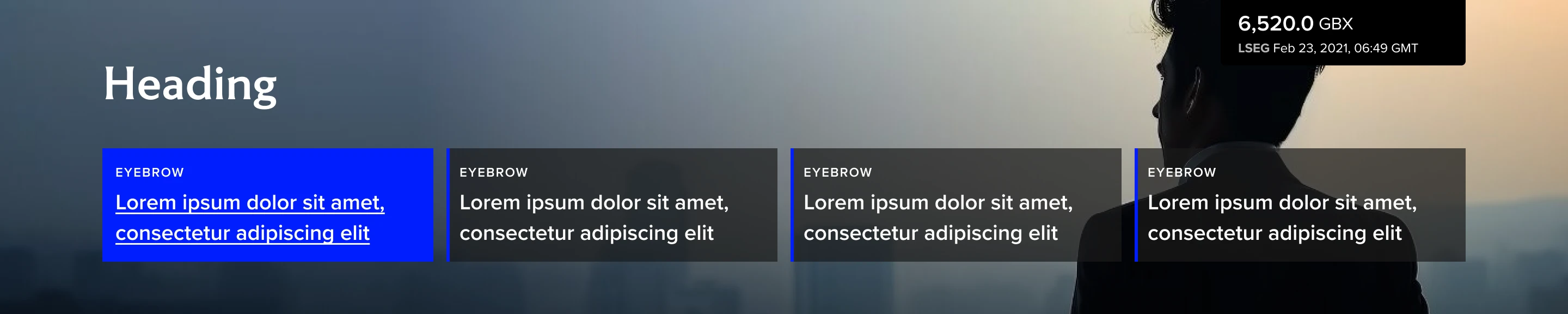 Hero banner with Share price tracker option